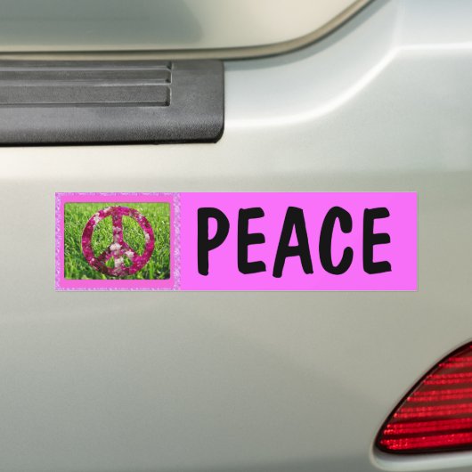 Roze Peace Bumpersticker (Op auto)