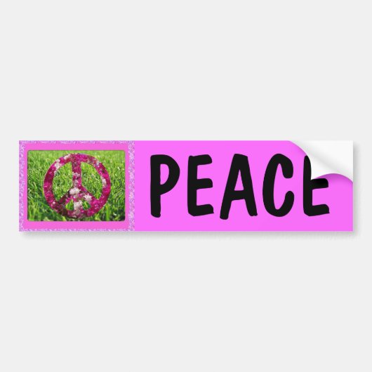 Roze Peace Bumpersticker (Voorkant)