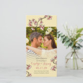 Roze peach bloesems Asian Save the Date Photo Card (Staand voorkant)