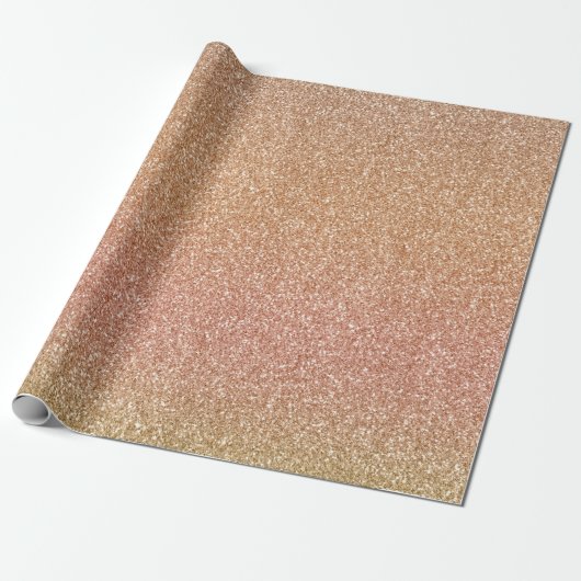 Roze Peach Blush Ombre Gouden Glitter Cadeaupapier (Uitgerold)
