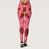 Roze peach Brown Art Deco Valentijn Day Fun Gift Leggings (Achterkant)