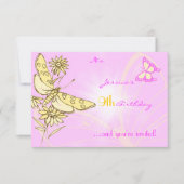 Roze peach Butterfly RSVP-kaart Kaart (Voorkant)