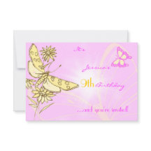 Roze peach Butterfly RSVP-kaart