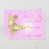 Roze peach Butterfly RSVP-kaart Kaart (Voorkant / Achterkant)