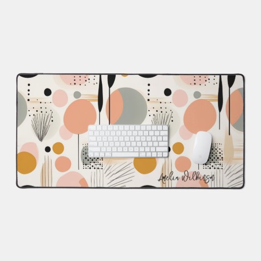 Roze Peach Esthetisch Modern Abstract Bureaumat (Keyboard & Muis)