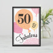 Roze Peach Fabulous 50 Verjaardag Uitnodiging (Staand voorkant)