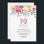 Roze Peach Flowers 70th Birthday Party Invitation Kaart<br><div class="desc">Roze Perzikbloemen 70th Birthday Party Invitation Gentle Hand Painted Waterverf Floral Matching collectie in Niche and Nest store. Pink Peach Flowers Peonies Rozen Waterverf Clipart White Hydrangea Perfect voor uw verjaardagsfeest</div>