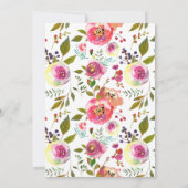 Roze Peach Flowers Weddenschap Kaart (Achterkant)