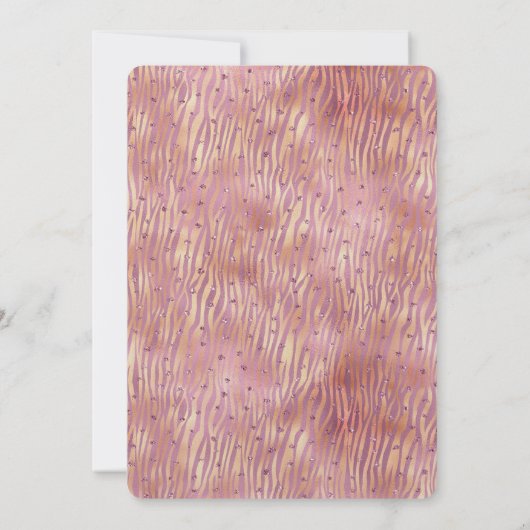 Roze Peach Glitzy Glitter Sparkle Zebra Print Kaart (Achterkant)