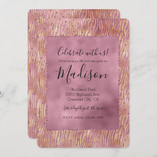 Roze Peach Glitzy Glitter Sparkle Zebra Print Kaart