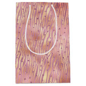 Roze Peach Glitzy Glitter Sparkle Zebra Print Medium Cadeauzakje (Voorkant)