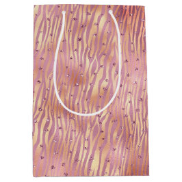 Roze Peach Glitzy Glitter Sparkle Zebra Print Medium Cadeauzakje
