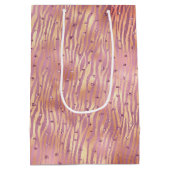 Roze Peach Glitzy Glitter Sparkle Zebra Print Medium Cadeauzakje (Achterkant)