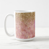 Roze Peach Glitzy Gold Glitter Sparkle Zebra Print Koffiemok (Links)
