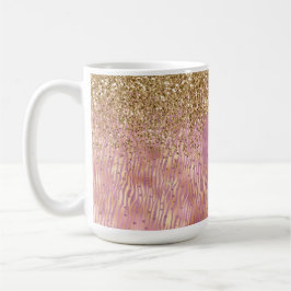 Roze Peach Glitzy Gold Glitter Sparkle Zebra Print Koffiemok