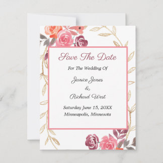 Roze peach Gold Floral, groot, geschikt om de datu