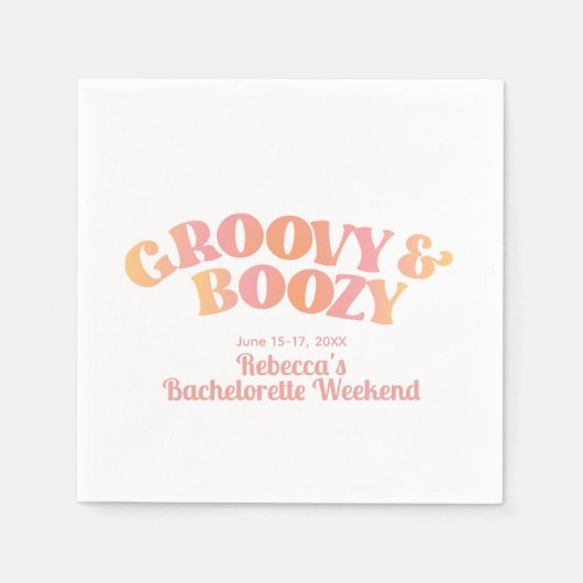 Roze Peach Groovy en Boozy Custom Napkins Servet (Voorkant)