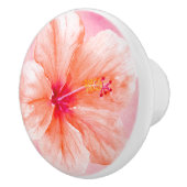 Roze peach hibiscus flower keramische knop (Rechts)