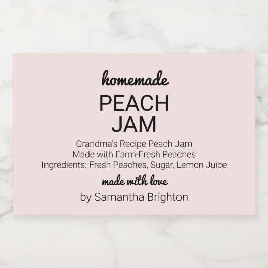 Roze Peach Jam Keuken Pantry Mason Jar Canning Voedselcontainer Etiket (Enkel label)