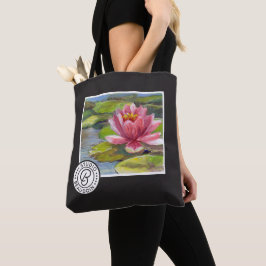 Roze peach Lily op de Canvas tas van de Gele-Groen