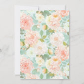 Roze Peach Mint Bloemenpioen Trouwtafel Nummers Kaart (Achterkant)