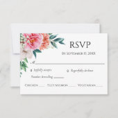 Roze peach peonies Floral Eucalyptus Weddenschap RSVP Kaartje (Voorkant)