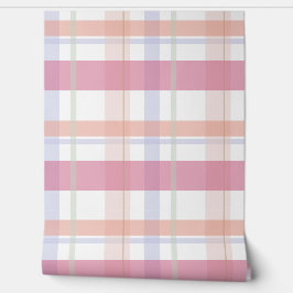 Roze Peach Plaid Patroontje Eenvoudig Stijlvol Behang