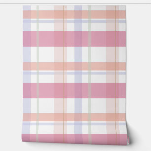 Roze Peach Plaid Patroontje Eenvoudig Stijlvol Behang