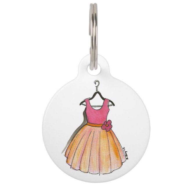 Roze Peach Prom Party Retro  Fashionista Huisdierpenning (Voorkant)