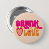 Roze Peach Retro Drink in Love Bride-to-Be Button (Voorkant /achterkant)