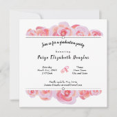 Roze Peach Rozen Graduation Party Uitnodigingen (Voorkant)