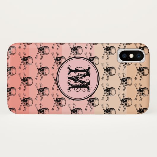 Roze peach schedel Halloween gepersonaliseerd mono Case-Mate iPhone Case (Achterkant (horizontaal))