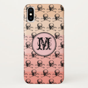 Roze peach schedel Halloween gepersonaliseerd mono Case-Mate iPhone Case