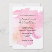 Roze Peach Waterverf Bruiloft uitnodigt Kaart (Voorkant)