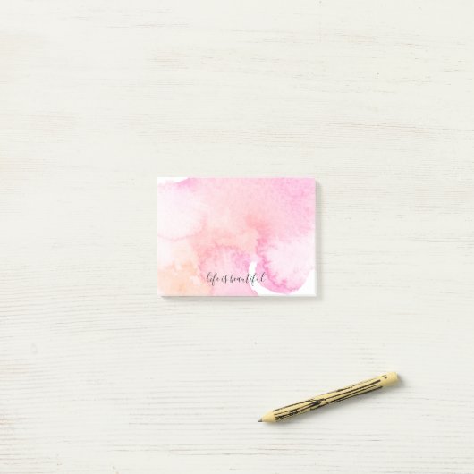  Roze Peach Waterverf Post-it® Notes (Op bureau)