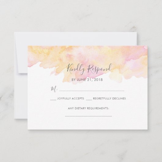 Roze & Peach Waterverf RSVP-kaarten Kaart (Voorkant)