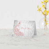 Roze Peacock bedankje Kaart (Gele Bloem)