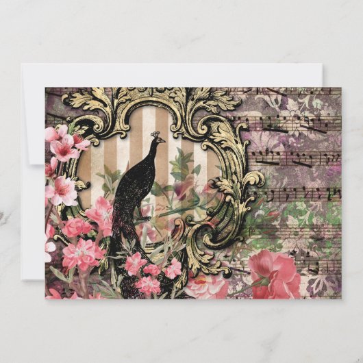  Roze Peacock Birthday Dank je Bedankkaart (Achterkant)