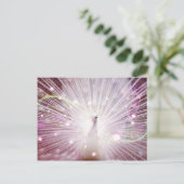 Roze Peacock Briefkaart (Staand voorkant)