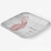 Roze Peacock Bruiloft Douche Papier Borden Papieren Bordje (Gebogen)