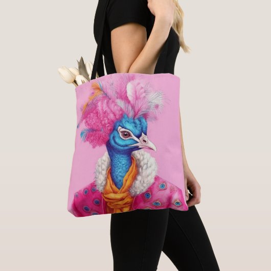 Roze Peacock Canvas tas (Dichtbij)