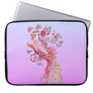  Roze  Peacock en bloesem Laptop Sleeve