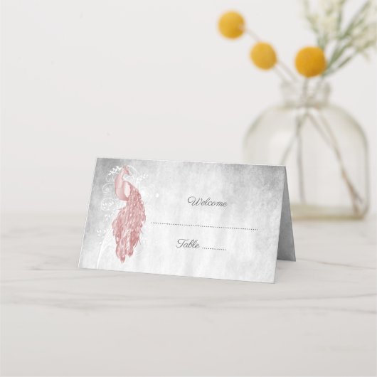 Roze Peacock-kaart Plaatskaartje (Voorkant)