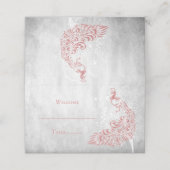 Roze Peacock Leaf Vine Reception Place Card Plaatskaartje (Buitenkant ongevouwen)