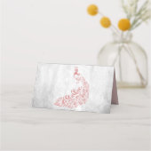 Roze Peacock Leaf Vine Reception Place Card Plaatskaartje (Achterkant)