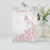 Roze Peacock Leaf Vine Table Card Kaart (Staand voorkant)