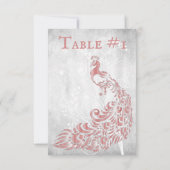 Roze Peacock Leaf Vine Table Card Kaart (Achterkant)