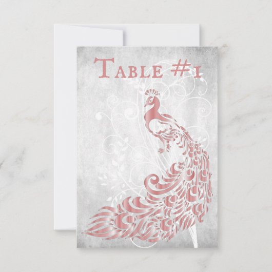 Roze Peacock Leaf Vine Table Card Kaart (Achterkant)