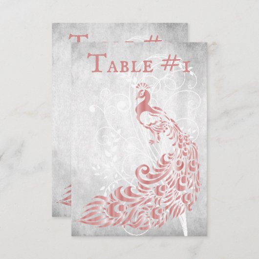 Roze Peacock Leaf Vine Table Card Kaart (Voorkant / Achterkant)