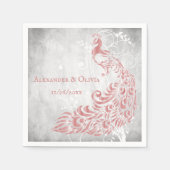 Roze Peacock Leaf Vine Vrijgezellenfeest Napkin Servet (Voorkant)